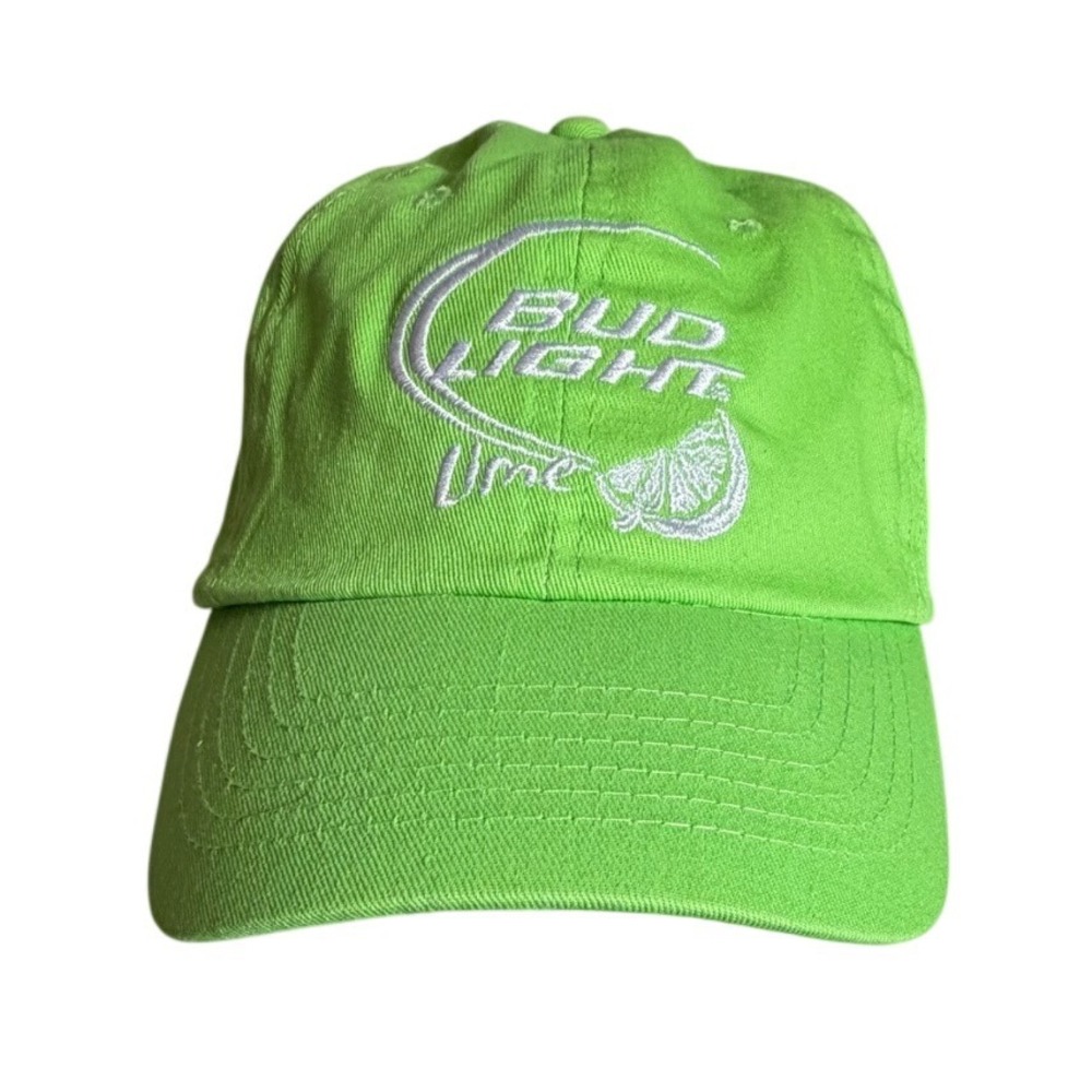 Bud Light Lime Baseball Cap Neon Green Embroidered Cotton Adjustable Hat OSFM
